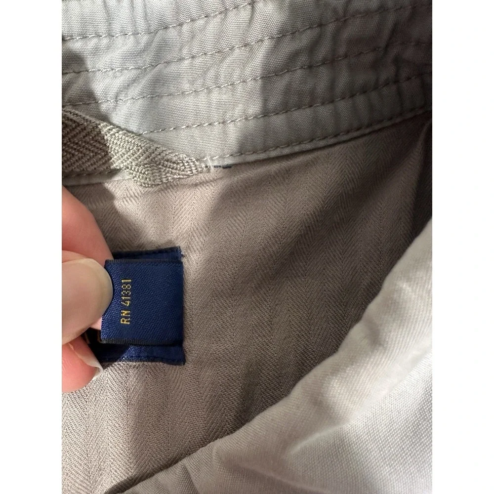 Polo Ralph Lauren Jacket Medium Gray Cotton Bi Swing Grunge Stained Faded Read
